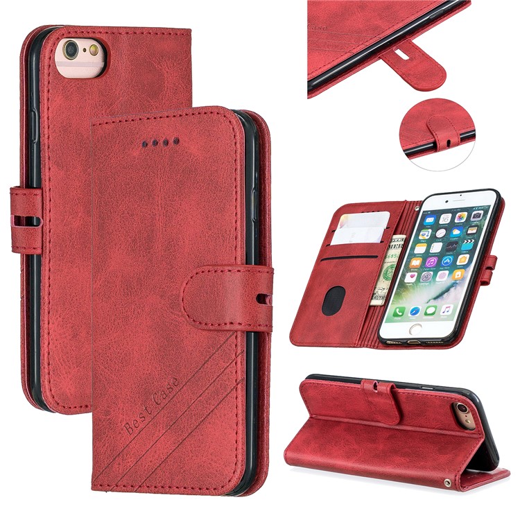 Leather Stand Case with Wallet Shell for iPhone 6/6s/7/8 4.7-inch - Red-1