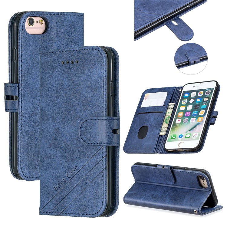 Leather Stand Case with Wallet Shell for iPhone 6/6s/7/8 4.7-inch - Blue-1
