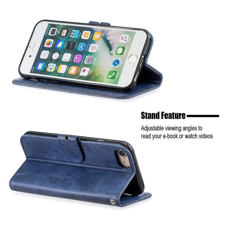 Leather Stand Case with Wallet Shell for iPhone 6/6s/7/8 4.7-inch - Blue-6