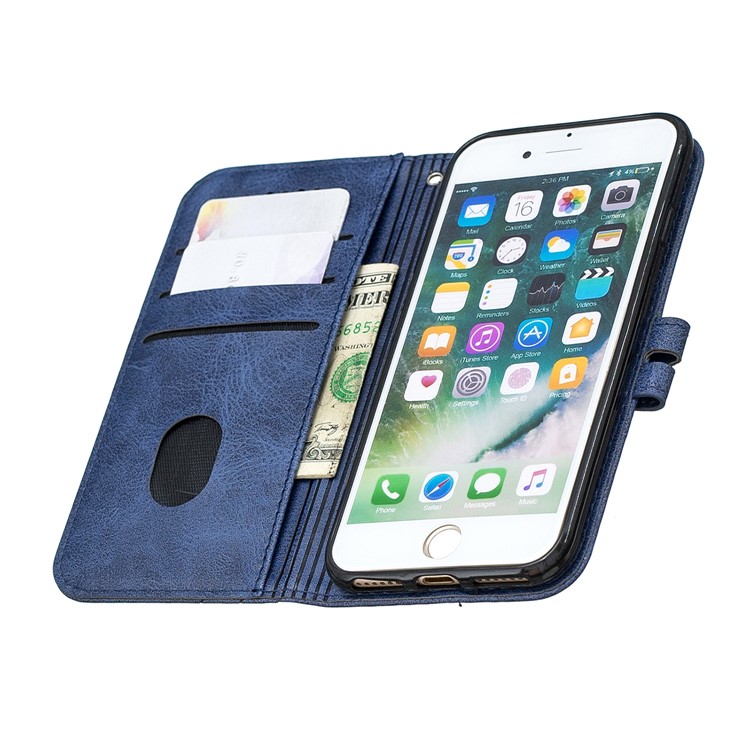 Leather Stand Case with Wallet Shell for iPhone 6/6s/7/8 4.7-inch - Blue-8