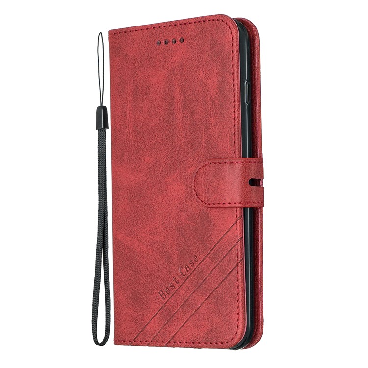 Leather Stand Wallet Phone Case with Lanyard for iPhone 6/6s/7/8 Plus 5.5 inch - Red-2