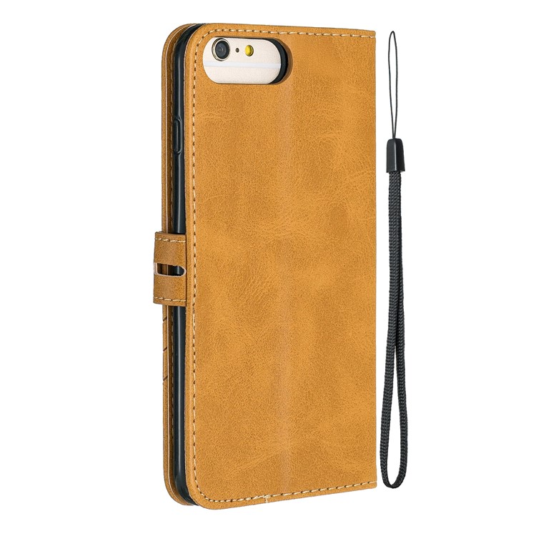 Leather Stand Wallet Phone Case with Lanyard for iPhone 6/6s/7/8 Plus 5.5 inch - Brown-3