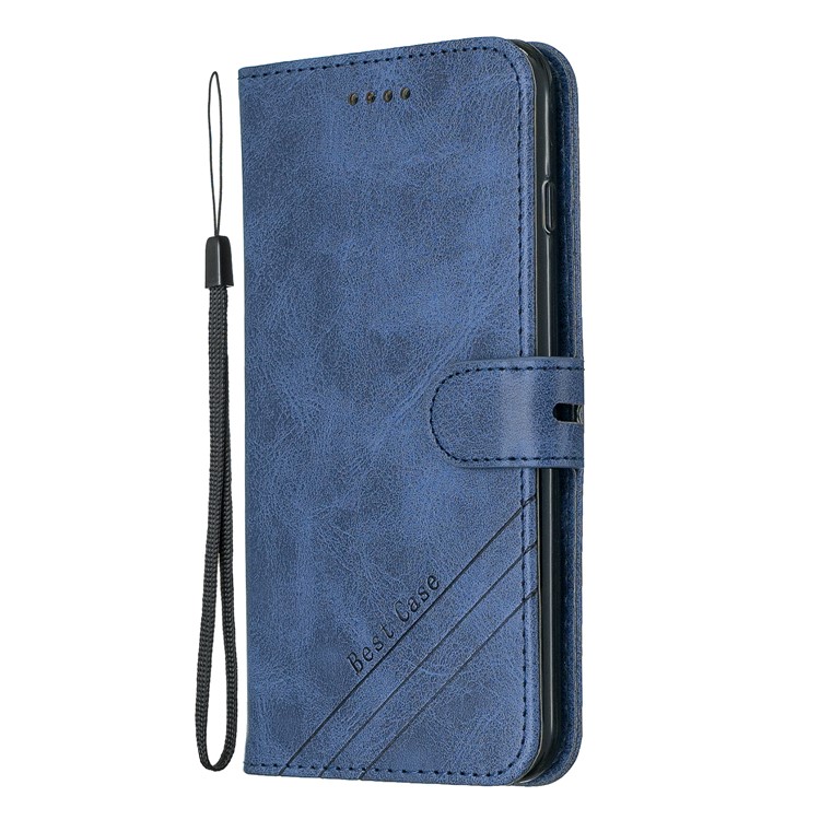 Leather Stand Wallet Phone Case with Lanyard for iPhone 6/6s/7/8 Plus 5.5 inch - Blue-2
