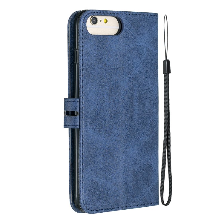 Leather Stand Wallet Phone Case with Lanyard for iPhone 6/6s/7/8 Plus 5.5 inch - Blue-3