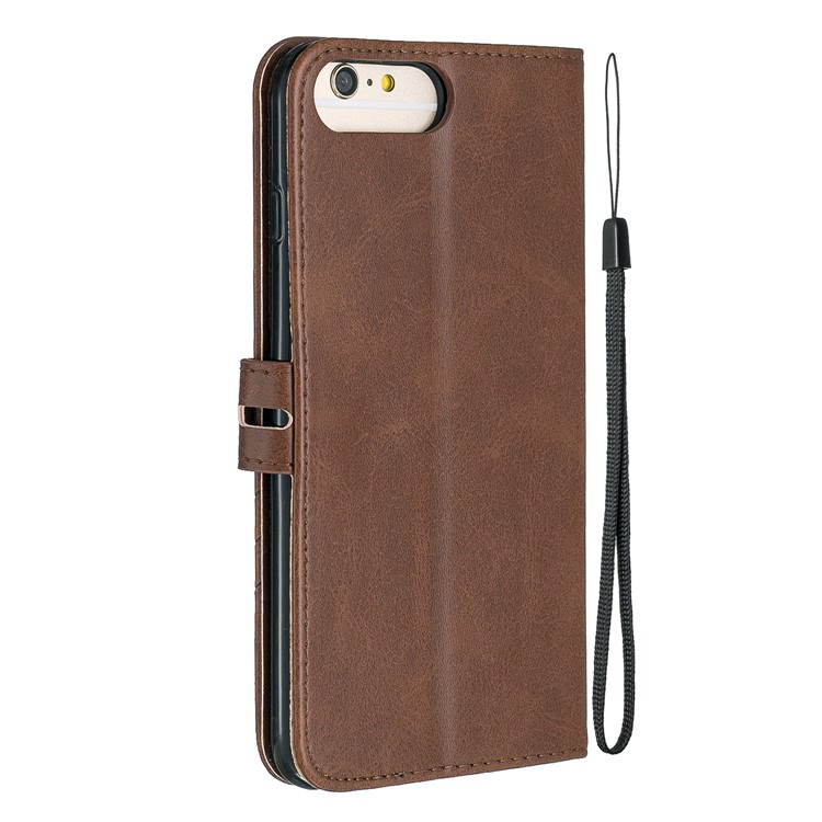 Leather Stand Wallet Phone Case with Lanyard for iPhone 6/6s/7/8 Plus 5.5 inch - Coffee-3