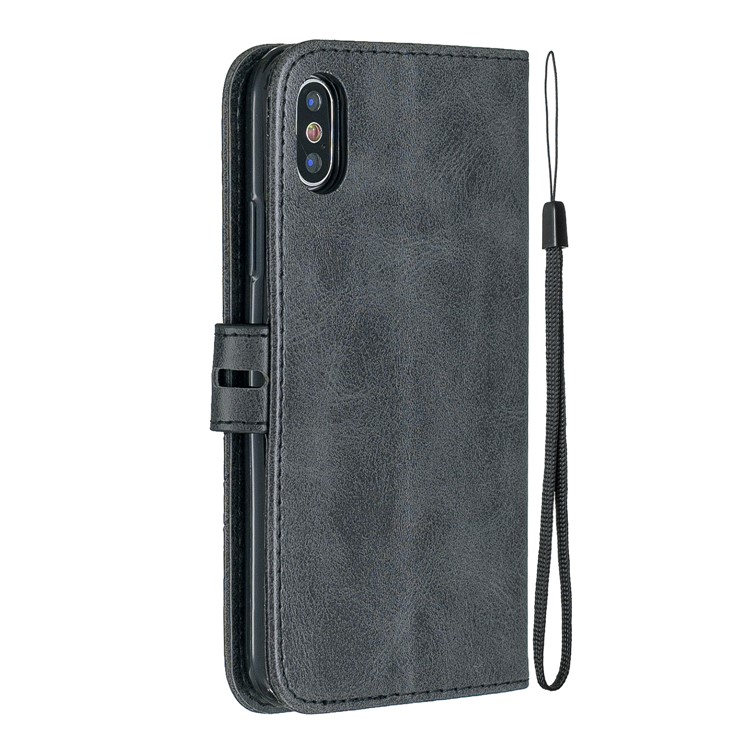 Wallet Leather Stand Protective Cell Phone Case for iPhone X/XS 5.8 inch - Black-3