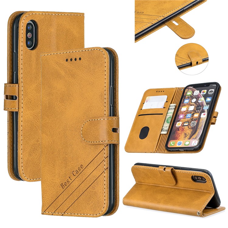 Wallet Leather Stand Protective Cell Phone Case for iPhone X/XS 5.8 inch - Brown-1