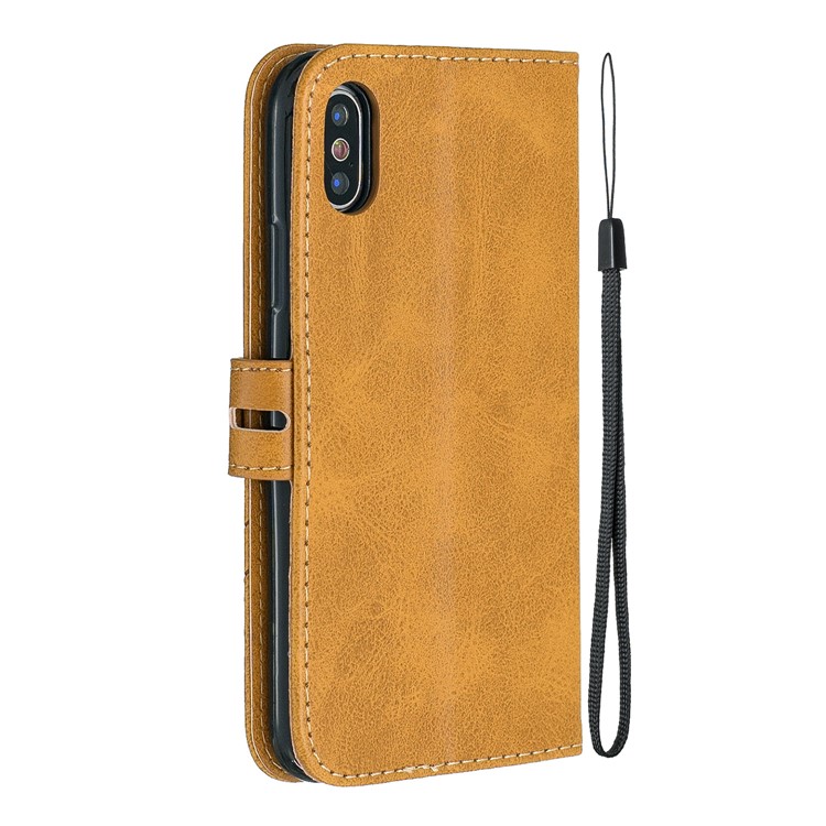 Wallet Leather Stand Protective Cell Phone Case for iPhone X/XS 5.8 inch - Brown-3