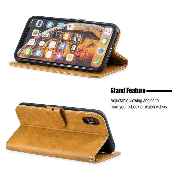 Wallet Leather Stand Protective Cell Phone Case for iPhone X/XS 5.8 inch - Brown-6