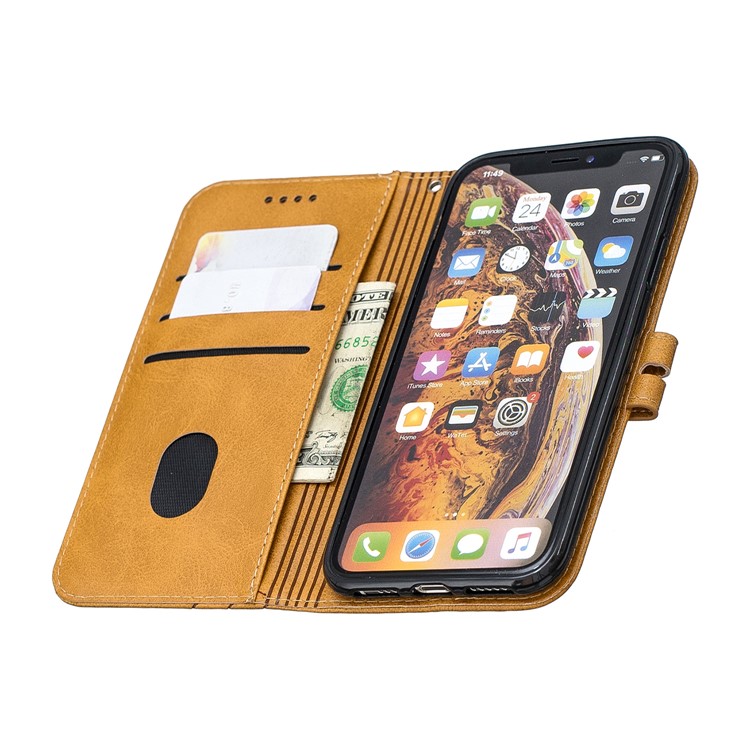 Wallet Leather Stand Protective Cell Phone Case for iPhone X/XS 5.8 inch - Brown-8