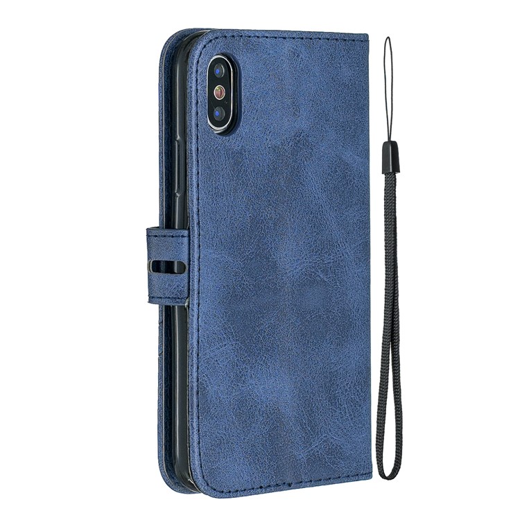 Caso Protetor Do Telemóvel Do Suporte De Couro Da Carteira Para O Iphone X / XS 5,8 Polegadas - Azul-3
