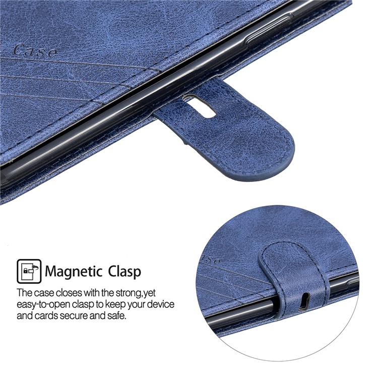 Caso Protetor Do Telemóvel Do Suporte De Couro Da Carteira Para O Iphone X / XS 5,8 Polegadas - Azul-7