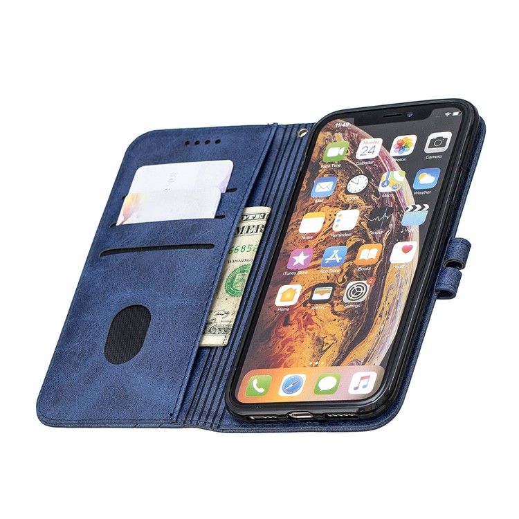 Caso Protetor Do Telemóvel Do Suporte De Couro Da Carteira Para O Iphone X / XS 5,8 Polegadas - Azul-8