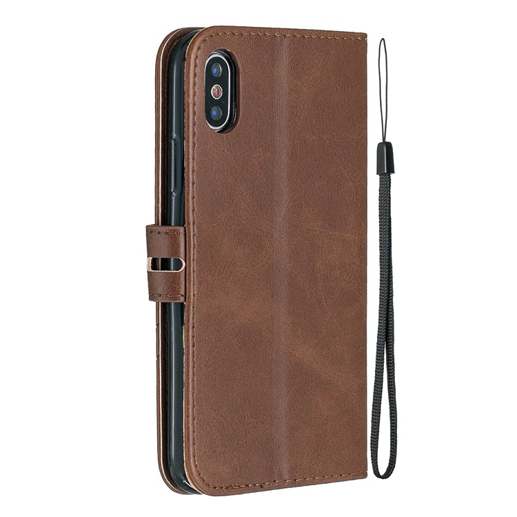 Wallet Leather Stand Protective Cell Phone Case for iPhone X/XS 5.8 inch - Coffee-3