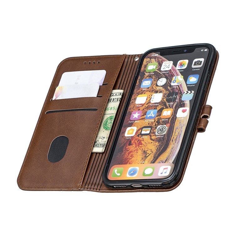 Wallet Leather Stand Protective Cell Phone Case for iPhone X/XS 5.8 inch - Coffee-8