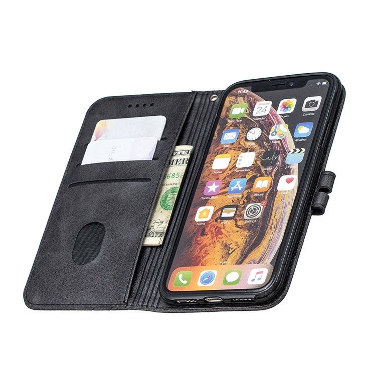 PU Leather Stand Wallet Case Magnetic Clap Phone Shell for iPhone XS Max 6.5 inch - Black-8