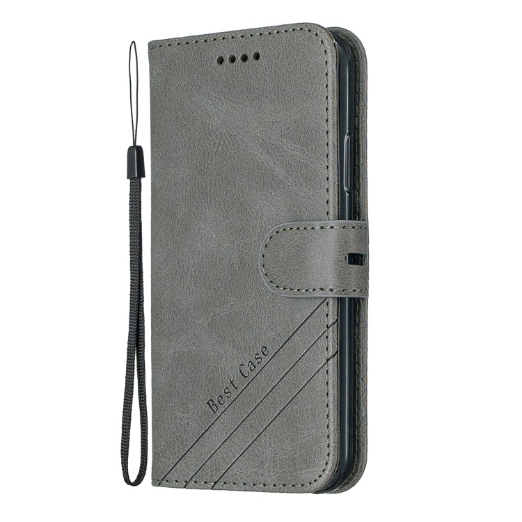 PU Leather Stand Wallet Case Magnetic Clap Phone Shell for iPhone XS Max 6.5 inch - Grey-2