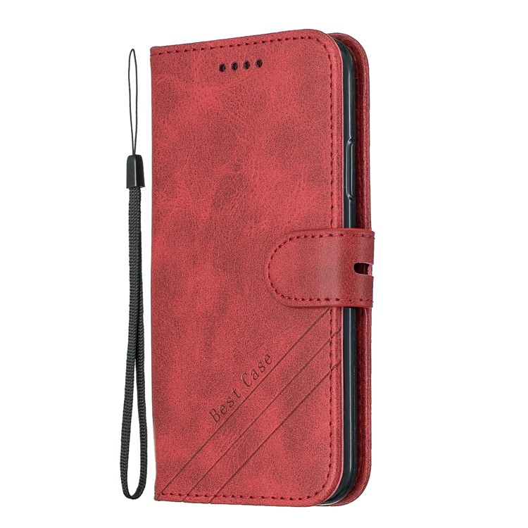 PU Leather Stand Wallet Case Magnetic Clap Phone Shell for iPhone XS Max 6.5 inch - Red-2
