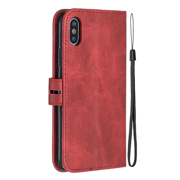 PU Leather Stand Wallet Case Magnetic Clap Phone Shell for iPhone XS Max 6.5 inch - Red-3