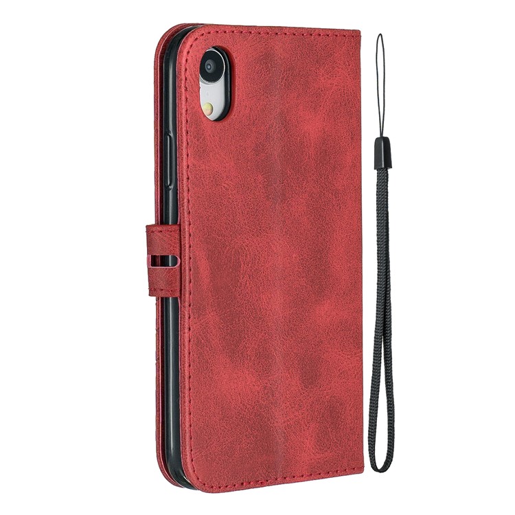 Wallet Leather Stand Case Phone Covering for iPhone XR 6.1 inch - Red-3