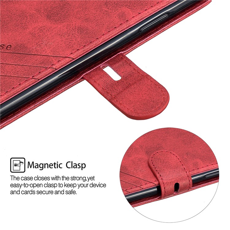 Wallet Leather Stand Case Phone Covering for iPhone XR 6.1 inch - Red-7