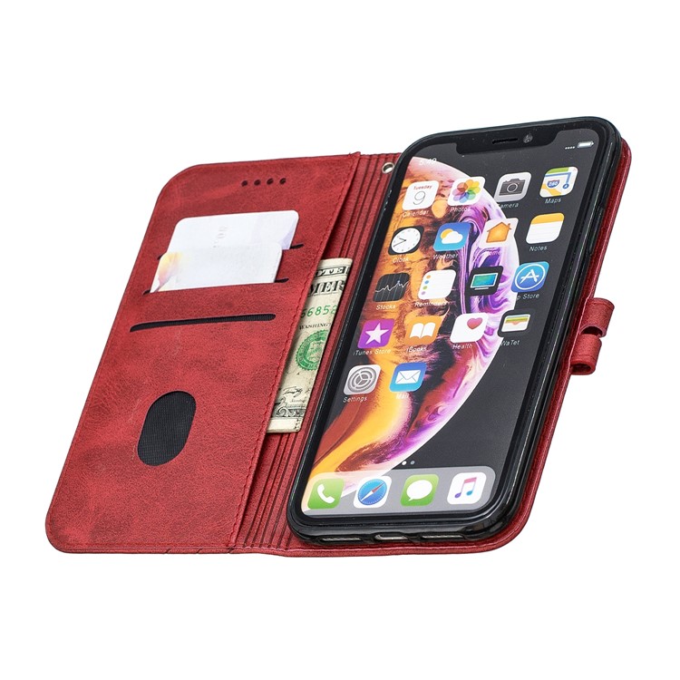 Wallet Leather Stand Case Phone Covering for iPhone XR 6.1 inch - Red-8