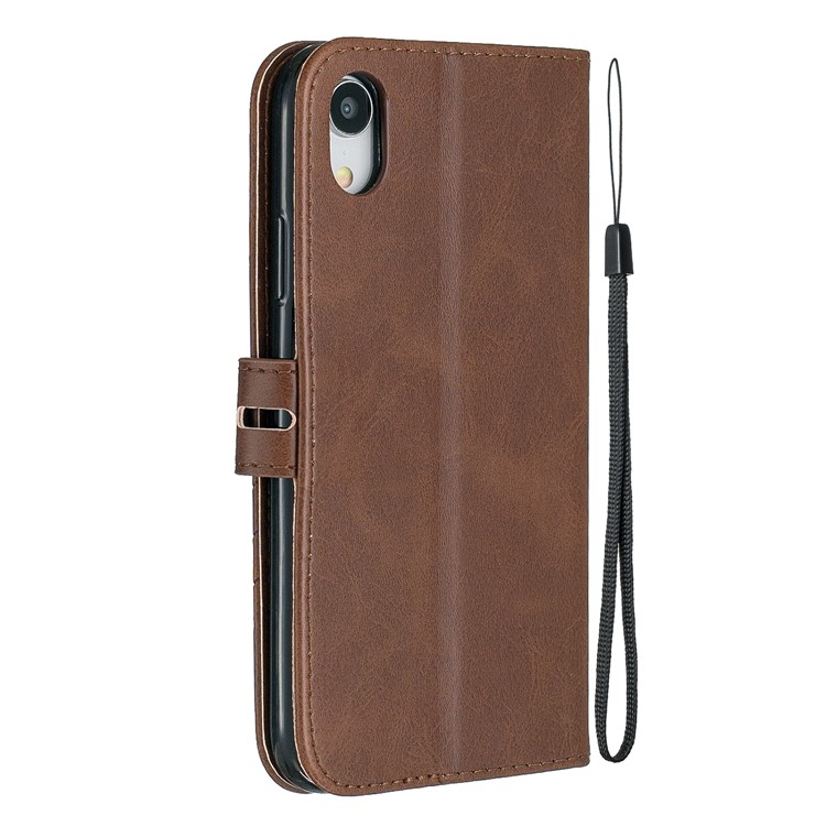 Cobertura Do Telefone Do Caso Do Suporte Da Carteira De Couro Para O Iphone XR 6,1 Polegadas - Café-3