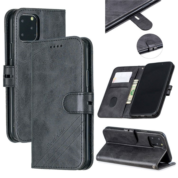Custodia In Pelle Con Slot Per Schede Per IPhone (2019) Da 5,8 Pollici - Nero-1