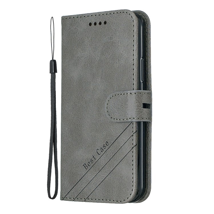 Leather Stand Case with Card Slots for iPhone 11 Pro 5.8 inch (2019) - Grey-2