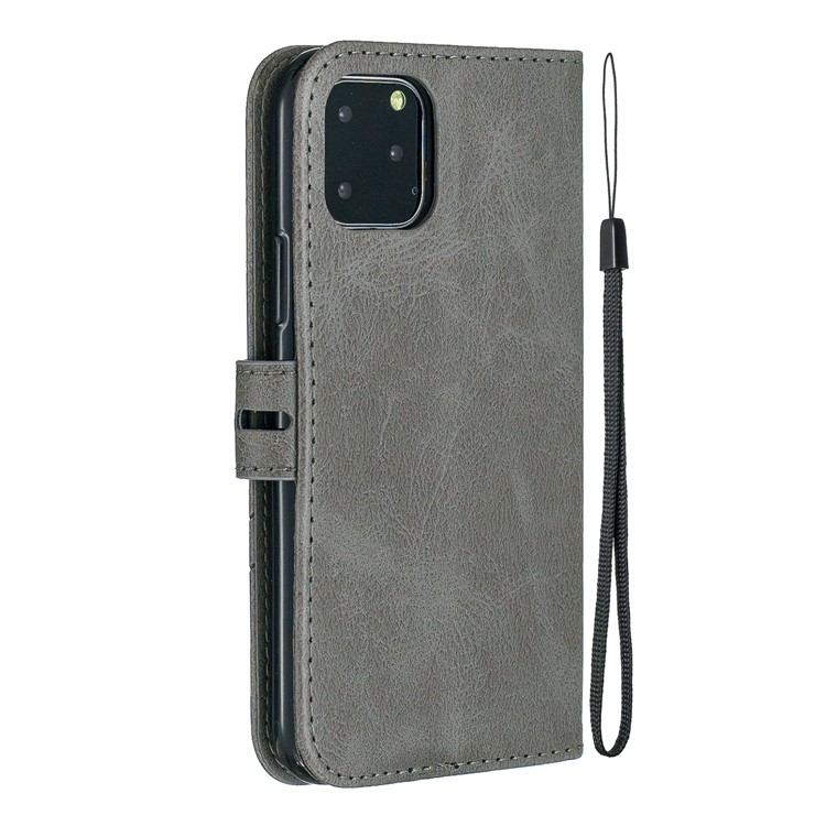 Leather Stand Case with Card Slots for iPhone 11 Pro 5.8 inch (2019) - Grey-3