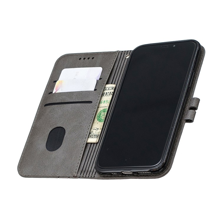 Leather Stand Case with Card Slots for iPhone 11 Pro 5.8 inch (2019) - Grey-8