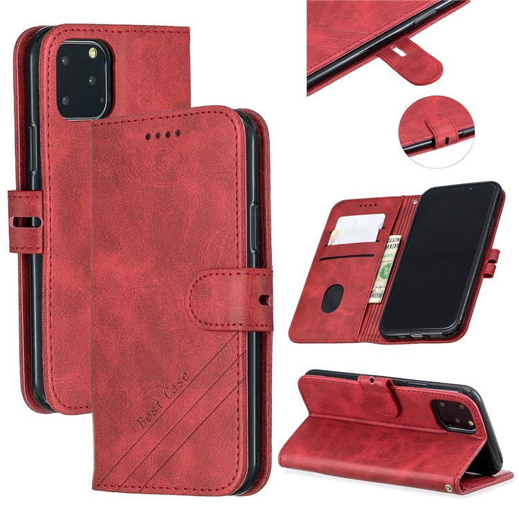 Custodia In Pelle Con Slot Per Schede Per IPhone (2019) Da 5,8 Pollici - Rosso-1