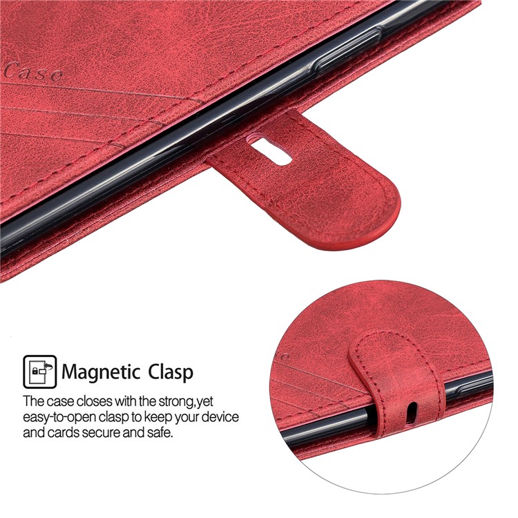 Custodia In Pelle Con Slot Per Schede Per IPhone (2019) Da 5,8 Pollici - Rosso-7