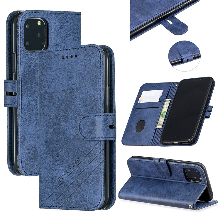 Leather Stand Case with Card Slots for iPhone 11 Pro 5.8 inch (2019) - Blue-1