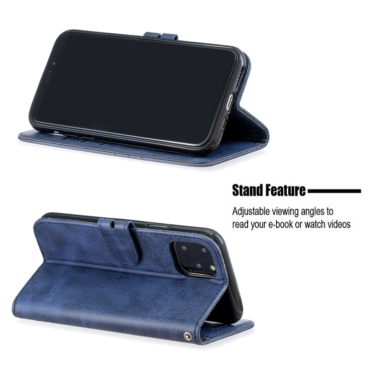 Leather Stand Case with Card Slots for iPhone 11 Pro 5.8 inch (2019) - Blue-6
