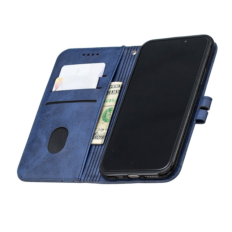 Leather Stand Case with Card Slots for iPhone 11 Pro 5.8 inch (2019) - Blue-8