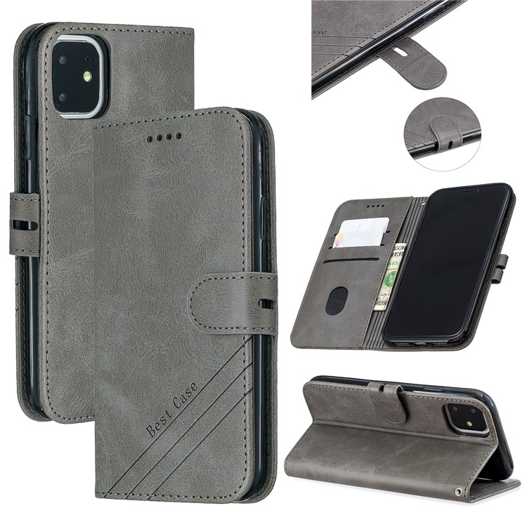 Wallet Leather Stand Case for iPhone 11 6.1 inch (2019) - Grey-1