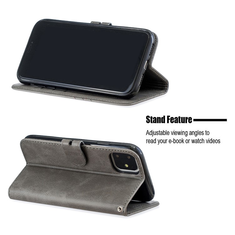 Wallet Leather Stand Case for iPhone 11 6.1 inch (2019) - Grey-6