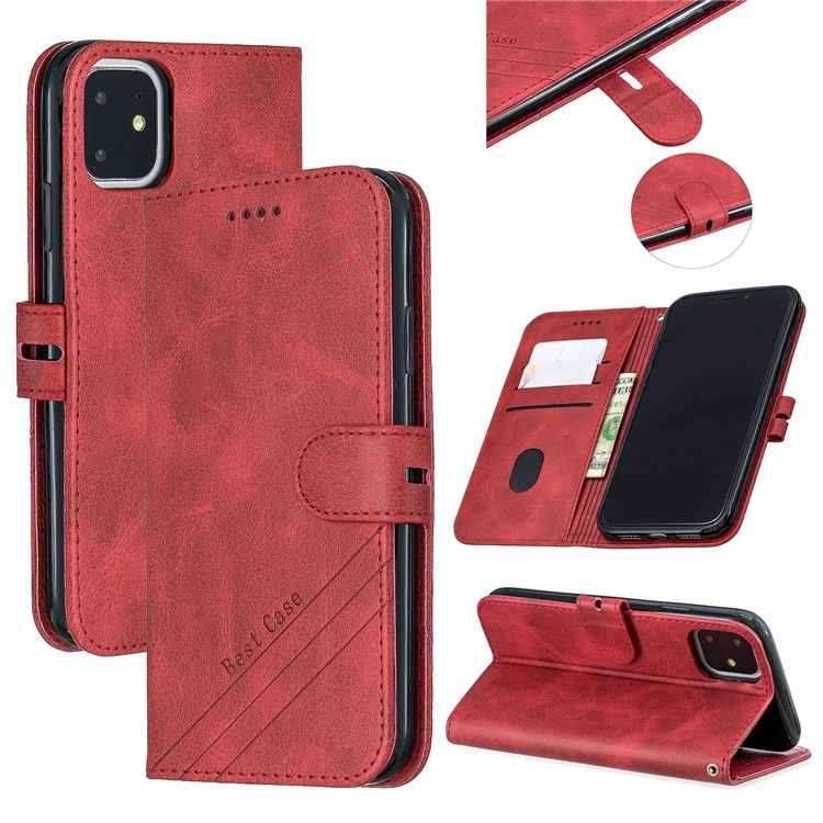 Brieftasche Ledertasche Für Das IPhone (2019) 6,1-Zoll - Rot-1