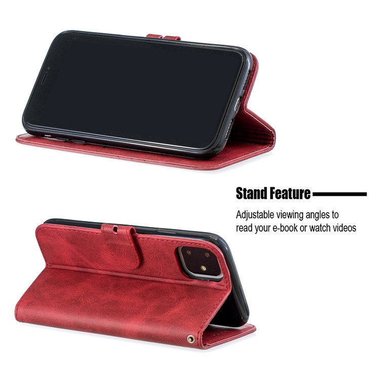 Brieftasche Ledertasche Für Das IPhone (2019) 6,1-Zoll - Rot-6
