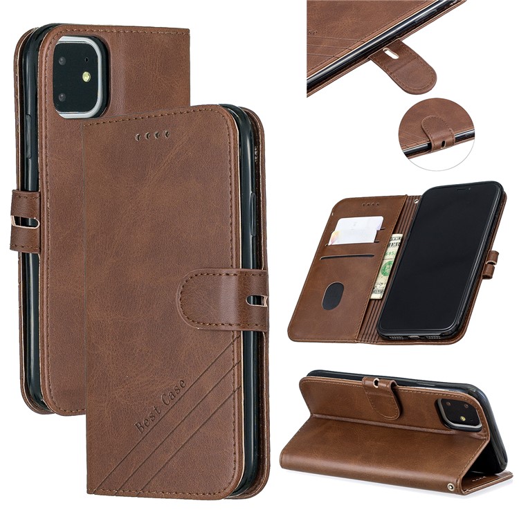 Wallet Leather Stand Case for iPhone 11 6.1 inch (2019) - Coffee-1