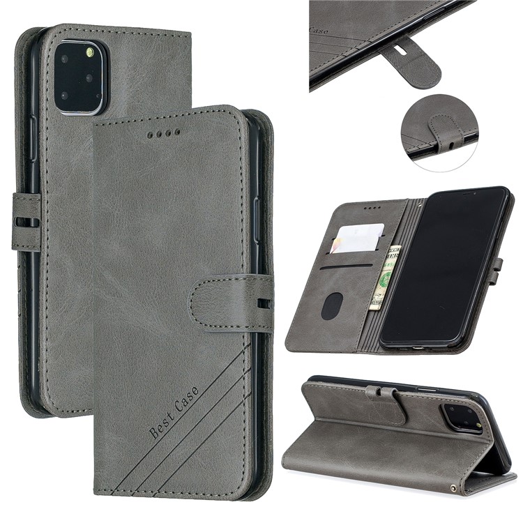 Cell Phone Leather Wallet Case for iPhone 11 Pro Max 6.5 inch (2019) - Grey