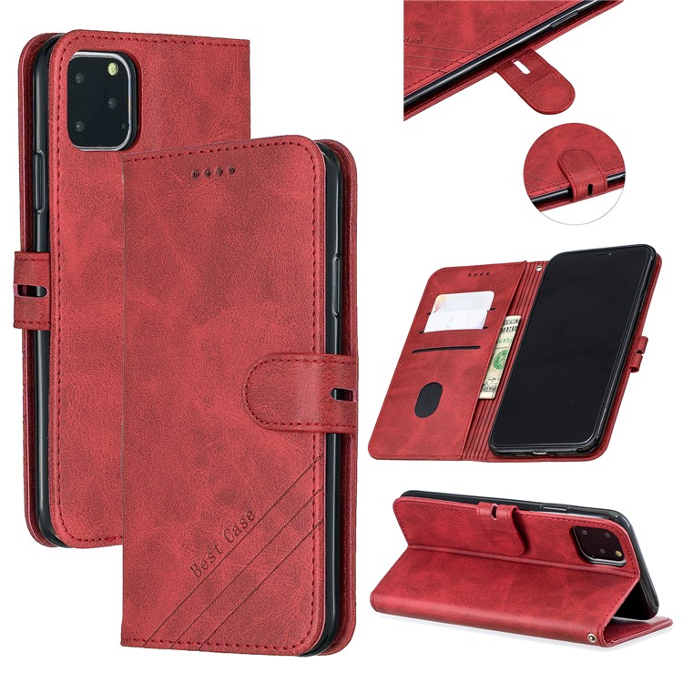 Funda De Cuero Para Billetera Para IPhone (2019) 6.5 Pulgadas - Rojo-1