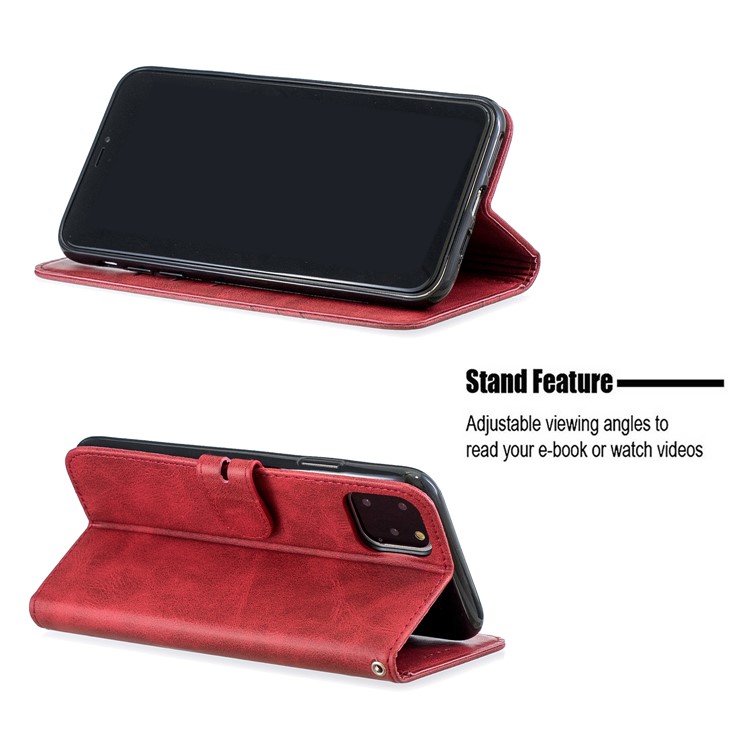 Funda De Cuero Para Billetera Para IPhone (2019) 6.5 Pulgadas - Rojo-6