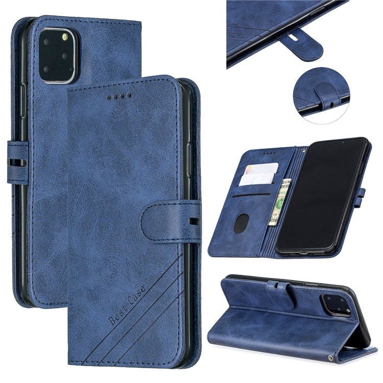 Lederner Geldbörsenkasten Des Handys Für Iphone (2019) 6,5 Zoll - Blau-1