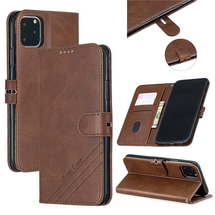 Funda De Cuero Para Billetera Para IPhone (2019) 6.5 Pulgadas - Café-1