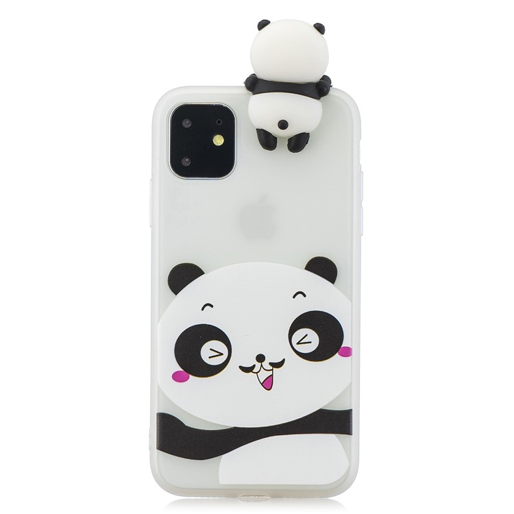 3D Niedlichen Cartoon-Muster Druck TPU-Handyhülle Für Das IPhone (2019) 6,5-Zoll - Panda Mit Schnurrbart-2