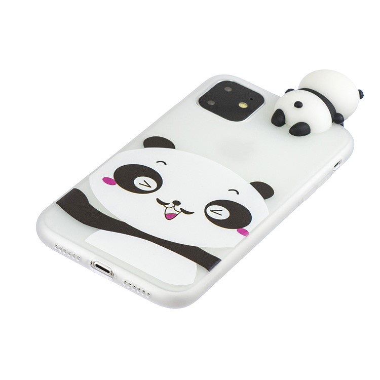 3D Niedlichen Cartoon-Muster Druck TPU-Handyhülle Für Das IPhone (2019) 6,5-Zoll - Panda Mit Schnurrbart-4