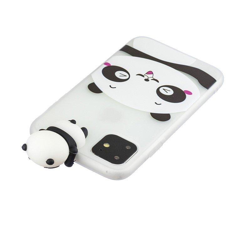 3D Niedlichen Cartoon-Muster Druck TPU-Handyhülle Für Das IPhone (2019) 6,5-Zoll - Panda Mit Schnurrbart-5