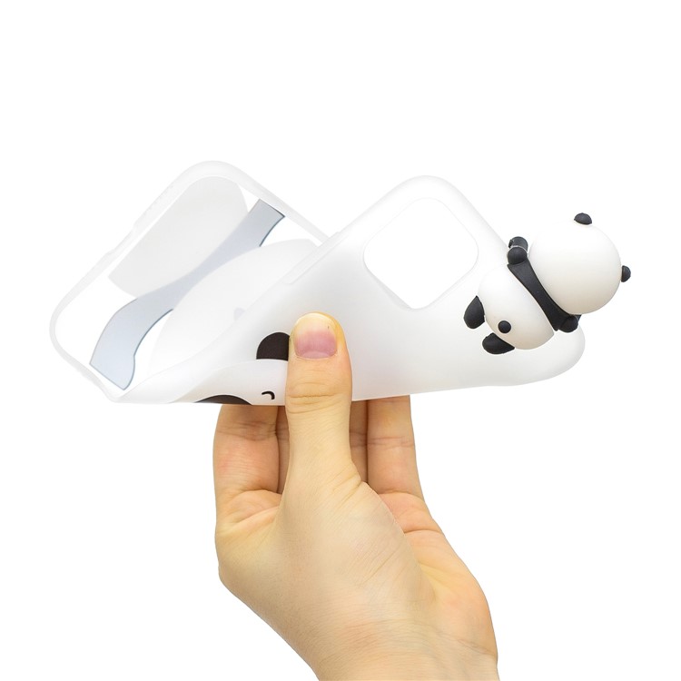 3D Niedlichen Cartoon-Muster Druck TPU-Handyhülle Für Das IPhone (2019) 6,5-Zoll - Panda Mit Schnurrbart-6